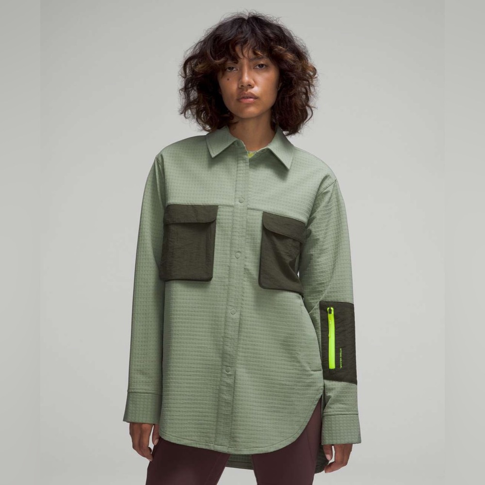 Lululemon || Laurel Green Grid Fleece Hiking Flannel Overshirt Jacket